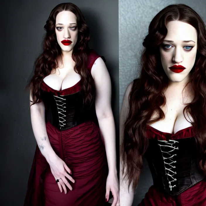 Prompt: full body photograph of kat dennings as a vampire queen. Extremely detailed. 8k