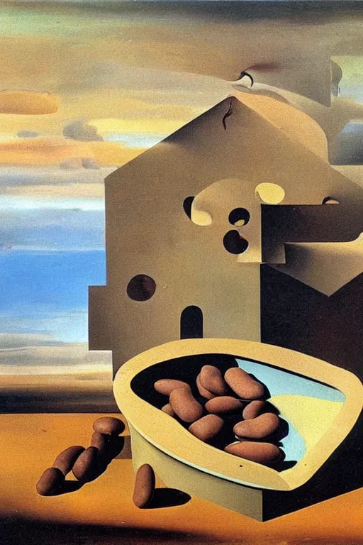 Image similar to Soft Construction with Boiled Beans (Premonition of Civil War), oil painting by Salvador Dali