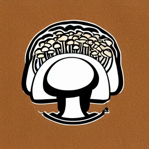 Image similar to spencers shroomery logo. mushroom theme, transcendent style, by aaron draplin