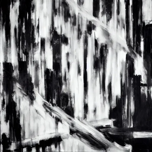 Image similar to a solemn simulacrum, trending on artstation, masterpiece, abstract black and white painting