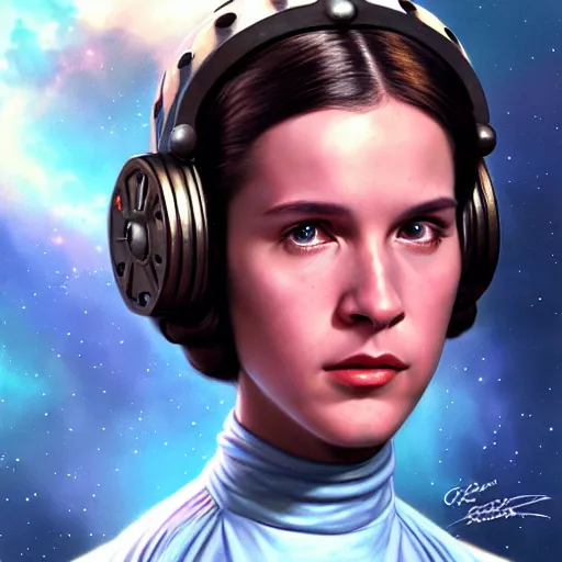 Image similar to epic portrait of young carrie fischer, detailed, nebula skies, digital painting, artstation, concept art, donato giancola, joseph christian leyendecker, wlop, boris vallejo, breathtaking, high details, extremely detailed, sincere face, establishing shot, artistic, hyper realistic, beautiful face, octane render