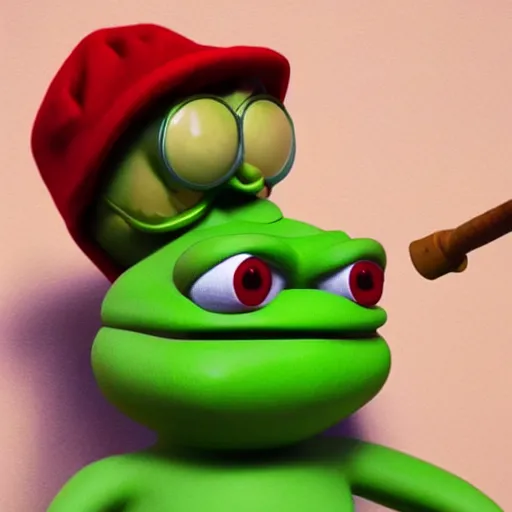 Image similar to a 3 d render of a pepe dressed in hippie clothes and smoking a blunt, digital art, octane render, cinematic lightning, 8 k, trending artstation