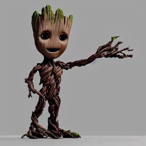 Prompt: baby groot robot dark