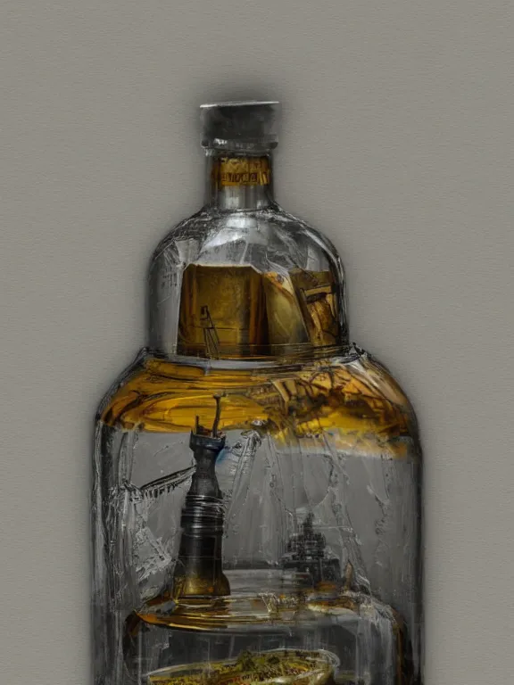 Prompt: ship in a bottle, high detail, realism, 8 k, concept art