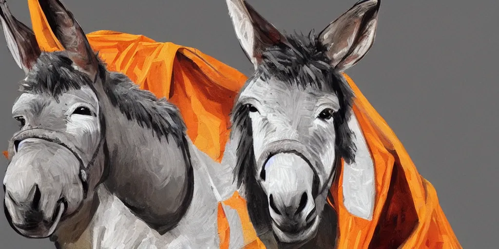 Image similar to highly detailed portrait of a donkey in wrestler outfit, digital painting, trending on artstation, high resolution, transparent background