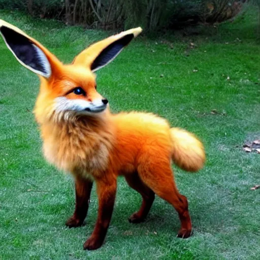 Prompt: a photo of a real life Eevee,Pokemon,Fox real life size