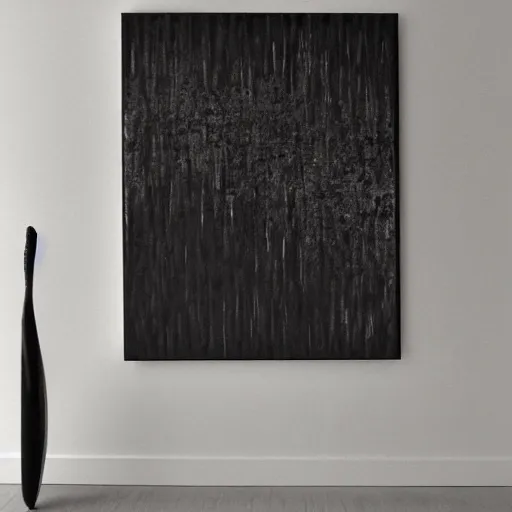 Image similar to vantablack wall by clyfford still, behance, lyrical abstraction, black background, no contrast, no light, grayscale