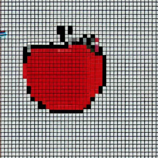 Image similar to an apple pixelated in red and black on a white background, pixel art by Mac Conner, reddit contest winner, pixel art, #pixelart, art, pixel perfect