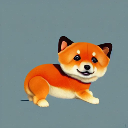 Prompt: goro fujita ilustration a happy baby shiba inu by goro fujita, painting by goro fujita, sharp focus, highly detailed, artstation