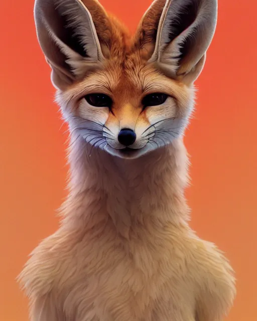 Image similar to highly detailed surreal vfx portrait of a sacred fennec fox, stephen bliss, unreal engine, greg rutkowski, loish, rhads, beeple, makoto shinkai and lois van baarle, ilya kuvshinov, rossdraws, tom bagshaw, alphonse mucha, global illumination, detailed and intricate environment