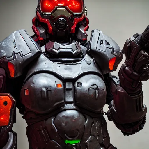 Image similar to doom slayer from doom eternal cosplay, photography, 9 0 s