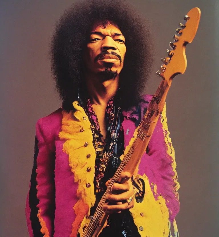 Image similar to colour portrait photography of jimi hendrix full body shot by annie leibovitz, 8 k