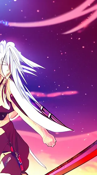 Prompt: Anime Screenshot of a Baiken unsheathing her sword at night, strong blue rimlit, visual-key, anime illustration, pixiv, anime-twitter