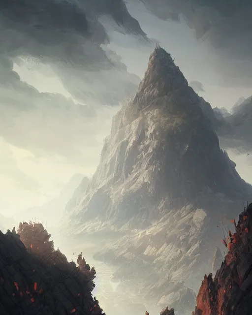 Image similar to the onix mountain, terrifying, environment art, fantasy art, landscape art, in the style of greg rutkowski, illustration, epic, fantasy, intricate, hyper detailed, artstation, concept art, smooth, sharp focus, ray tracing