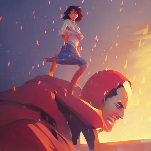 Image similar to hero world singing in the rain, behance hd by jesper ejsing, by rhads, makoto shinkai and lois van baarle, ilya kuvshinov, rossdraws global illumination