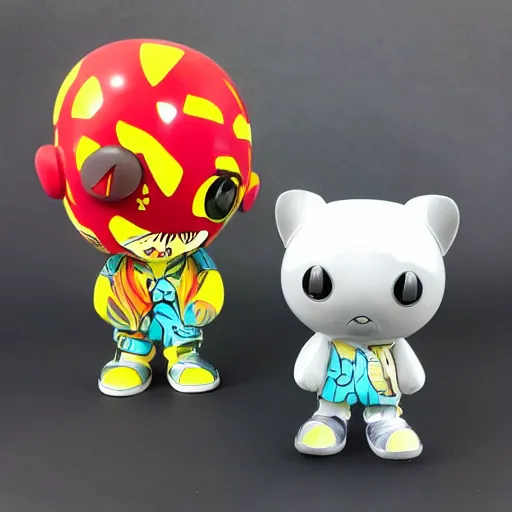 Image similar to art vinyl figure - in the style of kidrobot, sket - one x iamretro, frank kozik, guggimon, studio lighting, subsurface diffusion