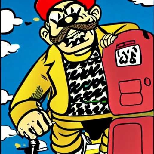 Image similar to wario in the style of a tin - tin comic