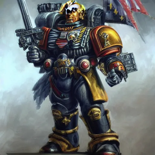 Image similar to Donald Trump as a space marine Primarch, warhammer 40k, closeup character portrait art by Donato Giancola, Craig Mullins, digital art, trending on artstation