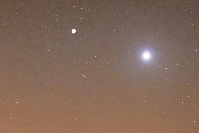 Image similar to the moon is breaking apart, fiery meteors light the night sky