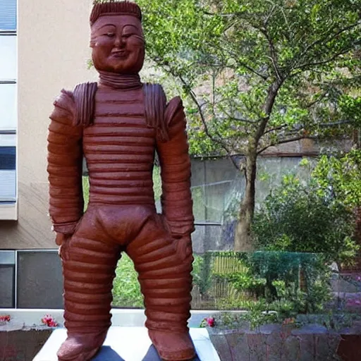 Prompt: a nutella statue of a terracotta warrior