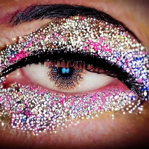 Image similar to close up of eyes with sprinkles mascara