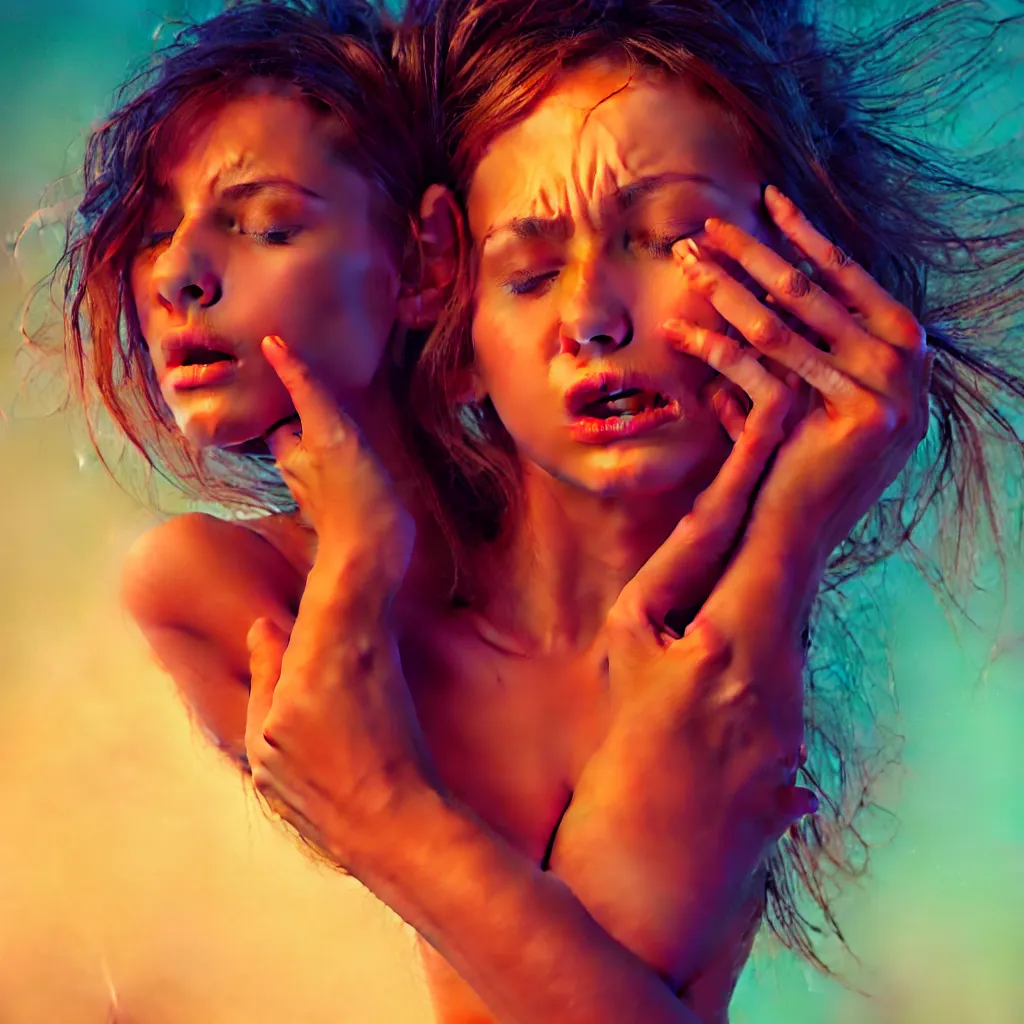Image similar to a dream about an anatomically correct beautiful young woman who has been constipated for her entire life. vivid colors. masterpiece, trending on artstation, cinematic composition, dramatic pose, volumetric lighting, sharp, details, hyper-detailed, HD, 4K, 8K realistic photoshooting, color film photography, 35mm,