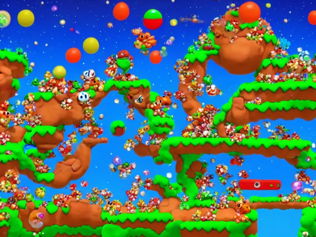 Image similar to goombas fighting with koopas fly to universe, 8 k