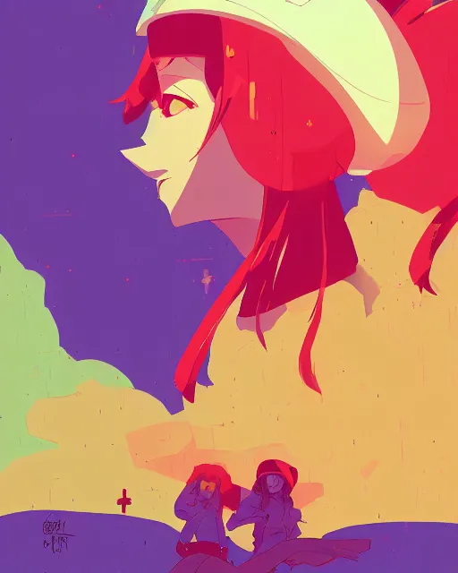 Image similar to girl with beret, colored manga panel, drawn by Anton Fadeev