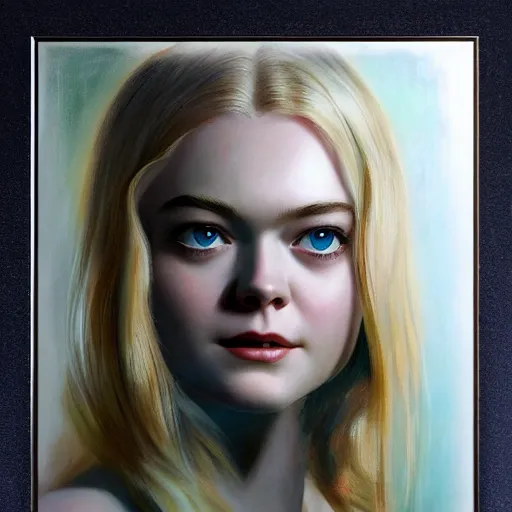 Image similar to ultra realistic medium shot portrait painting of elle fanning in metroid, art by frank frazetta, 4 k, ultra realistic, highly detailed, epic lighting