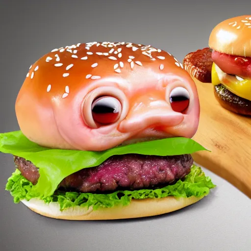 Prompt: real-life blobfish in a burger, extremely detailed, 8k resolution, high detail