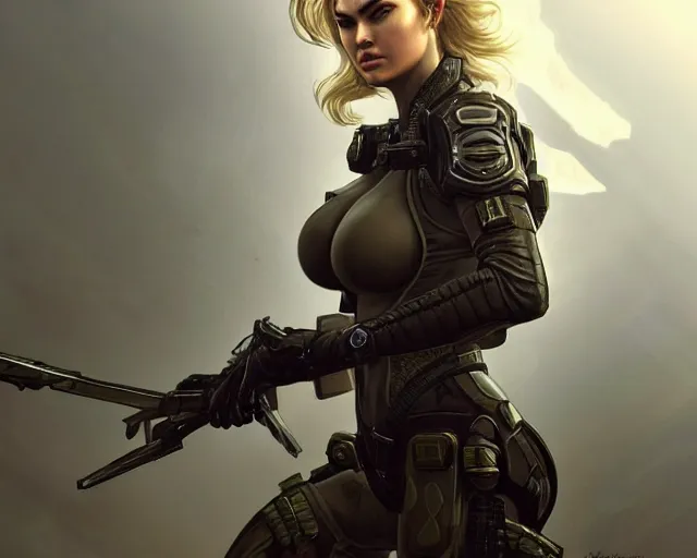 Prompt: a gaming screenshot still portrait of kate upton in metal gear solid, deep focus, d & d, fantasy, intricate, elegant, highly detailed, digital painting, artstation, concept art, matte, sharp focus, illustration, dark fantasy style art, hearthstone, art by artgerm and greg rutkowski and alphonse mucha