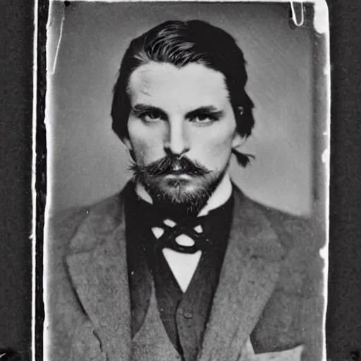 Headshot Edwardian Photograph Of Christian Bale Stable Diffusion