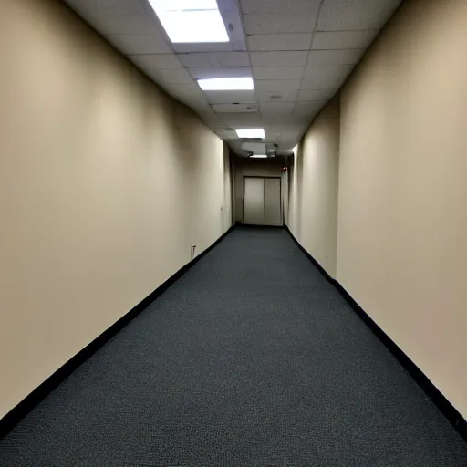 Image similar to an empty office hallway, dim, craigslist photo