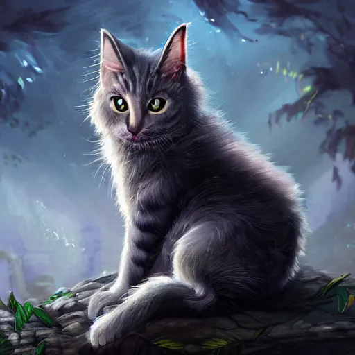 Prompt: fantasy cat, high detail, digital art, beautiful , concept art,fantasy art, 4k