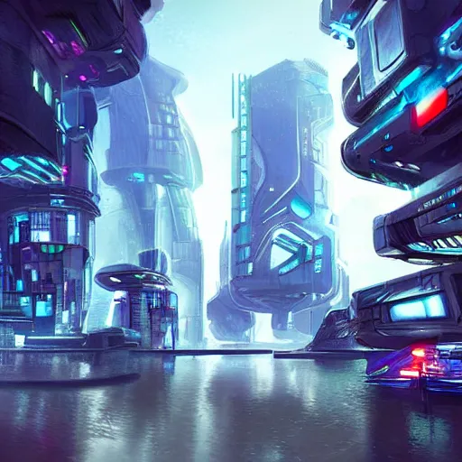 Image similar to a futuristic city, cyber punk