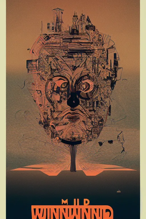 Image similar to mind wandering, poster by Steve Thomas and Mike beeple Winklemann and Salvador Dali, screen print