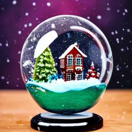 Prompt: a snow globe with an entire universe inside of it, award winning art