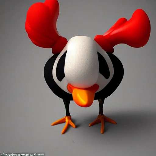 Image similar to you wake up to see the funky chicken standing over you with a wicked grin on his beak