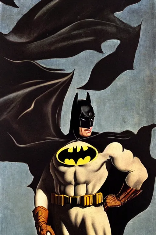 Image similar to Batman painted by Caravaggio