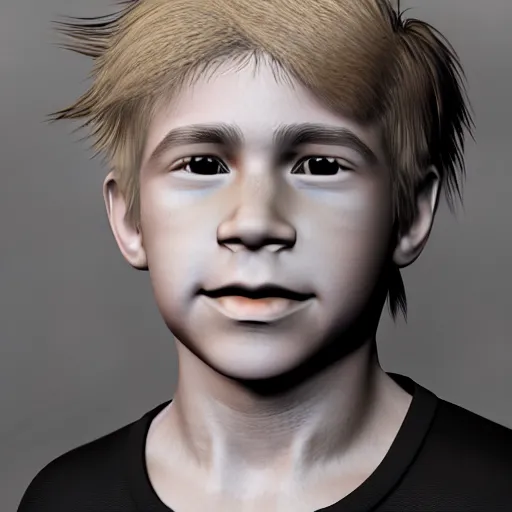 Image similar to detailed render of a blonde boy with face tattoos