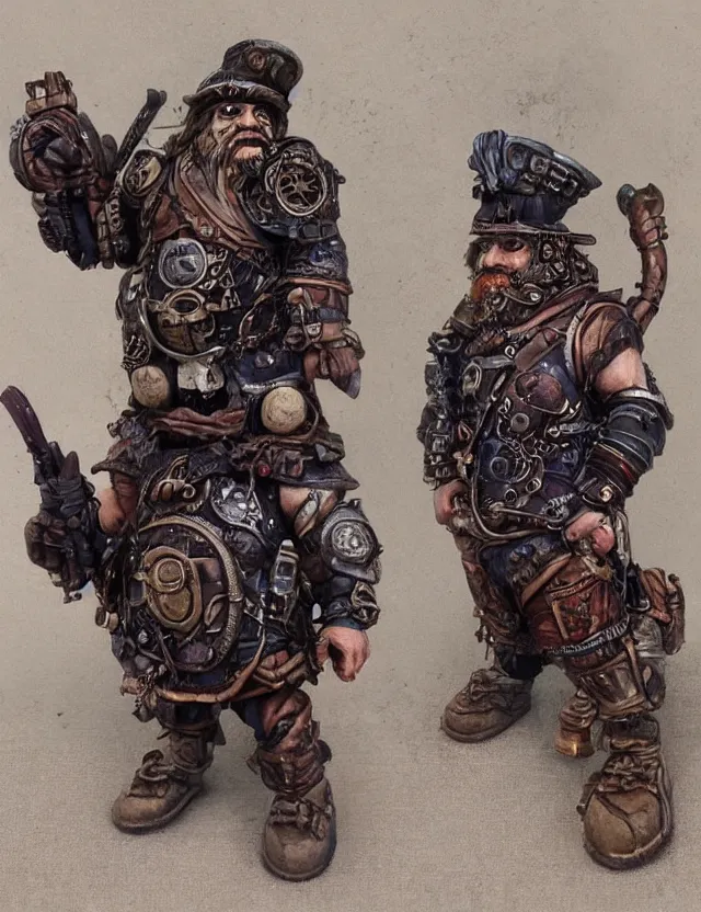 Image similar to dwarf detailed with shotgun steampunk, hyperrealistic