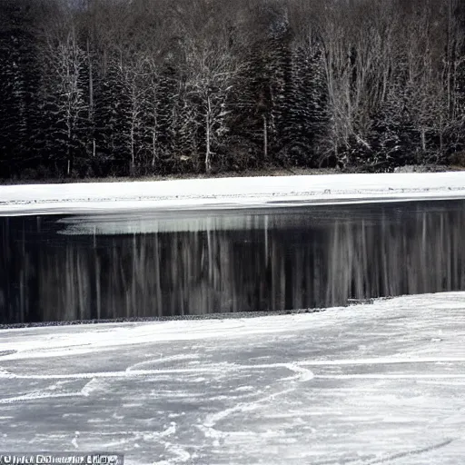 Image similar to on a man made lake there’s a sheet of thin ice where unskilled skaters couldn’t figure-eight twice