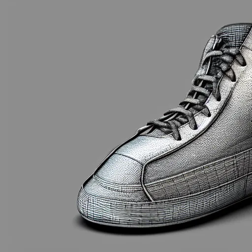 Image similar to sneakers by giger, 3d high octane render