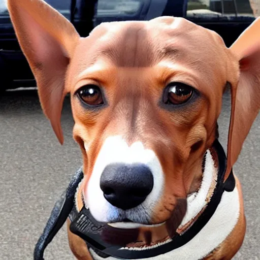 Prompt: Dwayne The Rock Johnson mixed with a dachshund