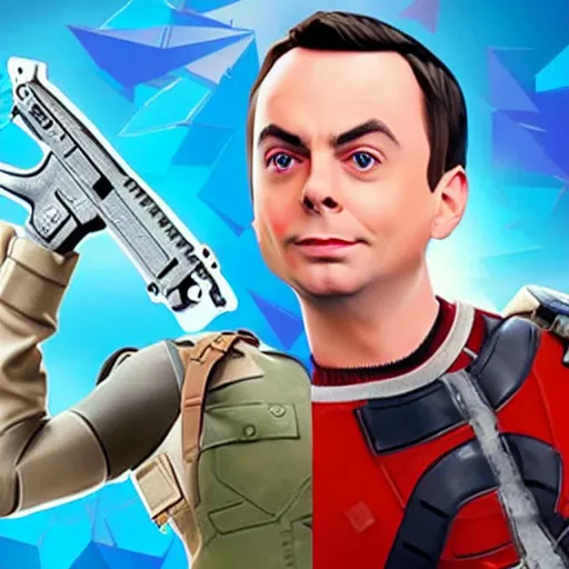 Prompt: sheldon cooper in fortnite