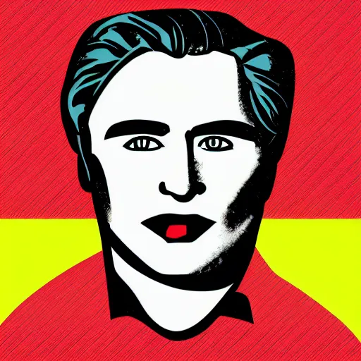 Prompt: taras schevchenko. face. simple vector graphics icon by andy warhol