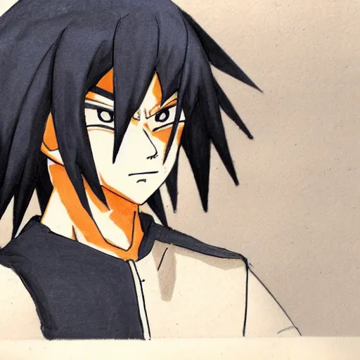 Image similar to young man in naruto costume and with saiyan hair on trial, courtroom sketch