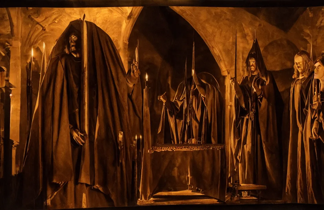 Prompt: altarpiece intact flawless ambrotype from 4 k criterion collection remastered cinematography gory horror film, ominous lighting, evil theme wow photo realistic postprocessing ambrotype there is no sense of movement jan van der heyden directed by kurosawa