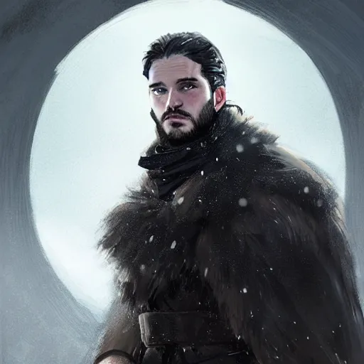 Image similar to portrait of jon snow with tiny beady eyes, a huge nose, and very wide mouth, by greg rutkowski, old, attractive, highly detailed portrait, scifi, digital painting, artstation, concept art, smooth, sharp foccus ilustration, artstation hq ”