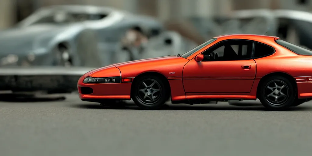 Image similar to The Fast and the Furious, 2001, Toyota Supra, 1994, 1995, 1996, 1997, 1998, Hot Wheels, cinematic, 8k, depth of field, bokeh. brian spilner, paul walker, intricate detail